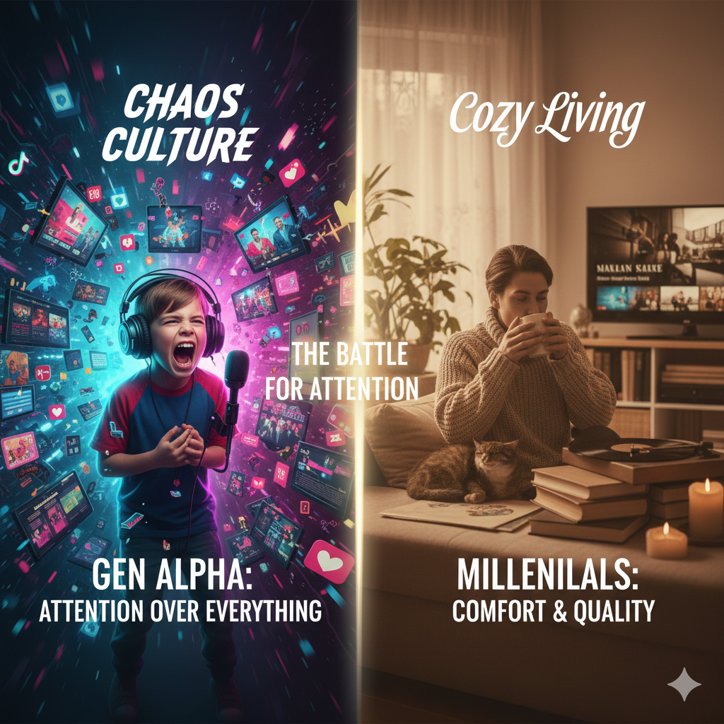Chaos Culture vs. Cozy Living: The Battle for Attention Between Gen Alpha and Millennials